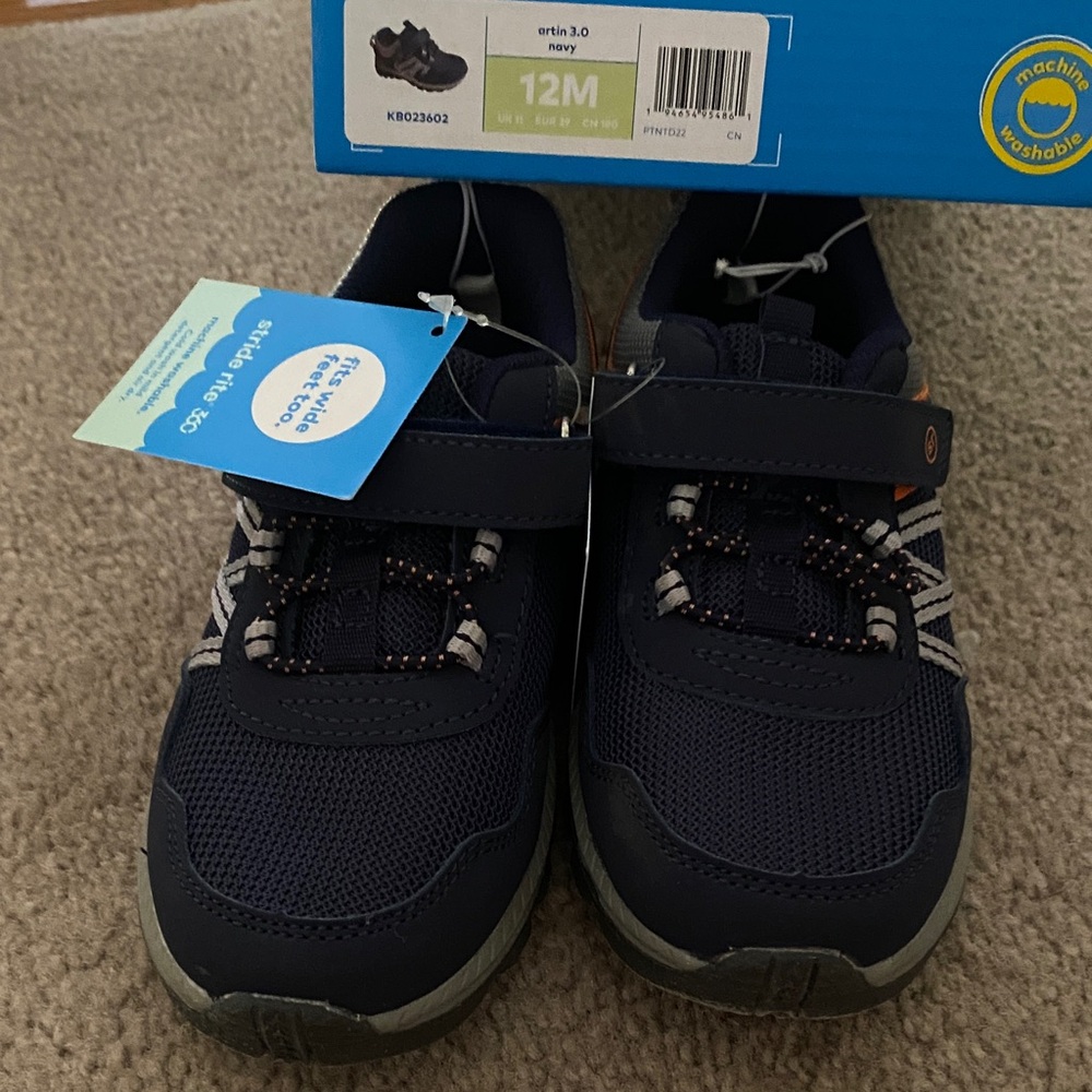 Stride Rite Navy and Gray Kids' Sneakers with Hook & Loop Strap
